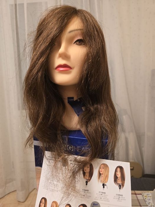 Голова, манікен, болванка для перукарів — 100% натуральне волосся 40см