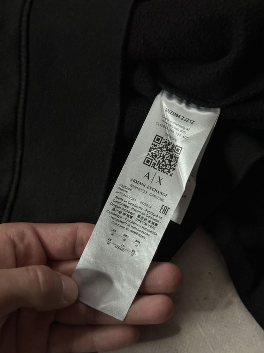 Armani Exchange Black Hoodie Original чоловіче худі кофта армані