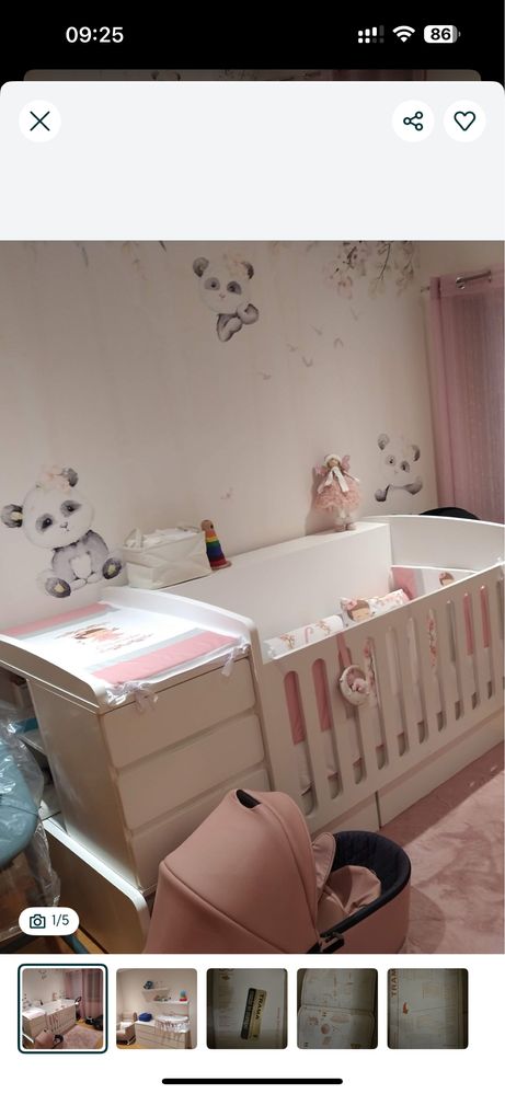 Quarto bebé menina elegante - branco e rosa