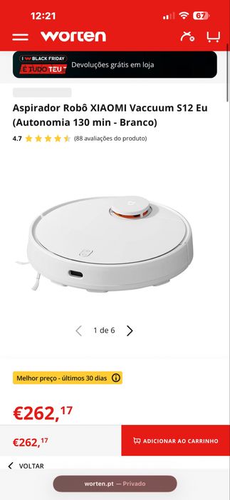 Aspirador Robot Xiaomi Vacuum S12 — Usado mas como novo