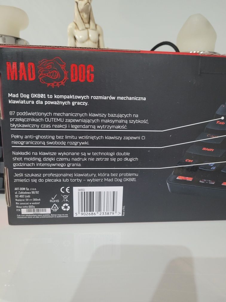 Klawiatura Mad Dog GK801 Mechaniczna Gamingowa jak Nowa