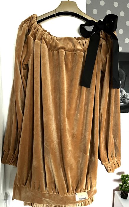 Sukienka welurowa camel Lola Bianka_uniwersalny
