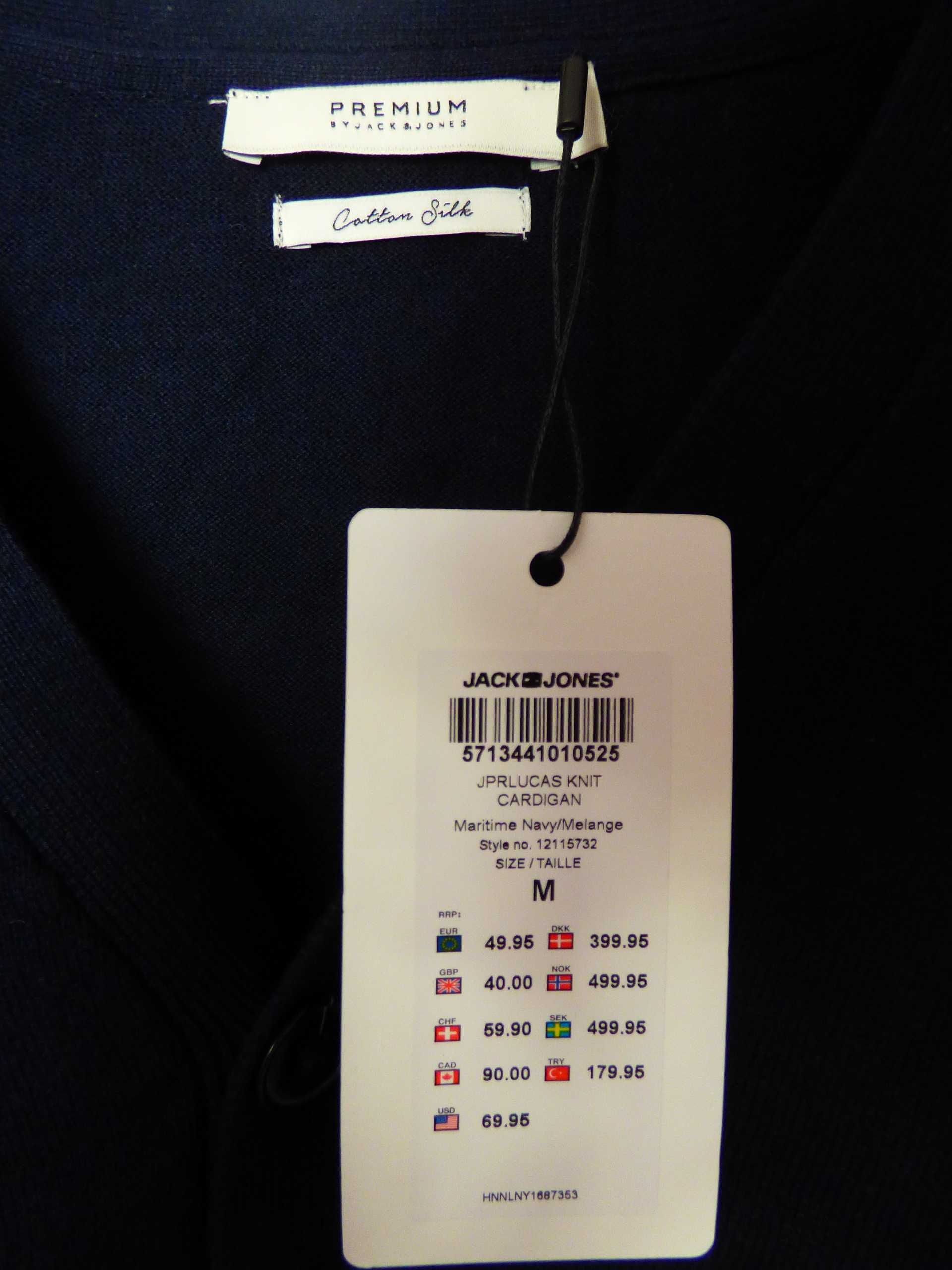 Kardigan jedwabny Premium by Jack & Jones rozmiar M NOWY