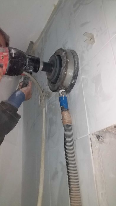 Установка буржуйки, дымохода, бризер, алмазное сверление бурение