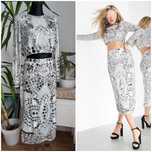 Asos luxe cekinowa sukienka midi midaxi bluzka spodnica set L 40 xl 42