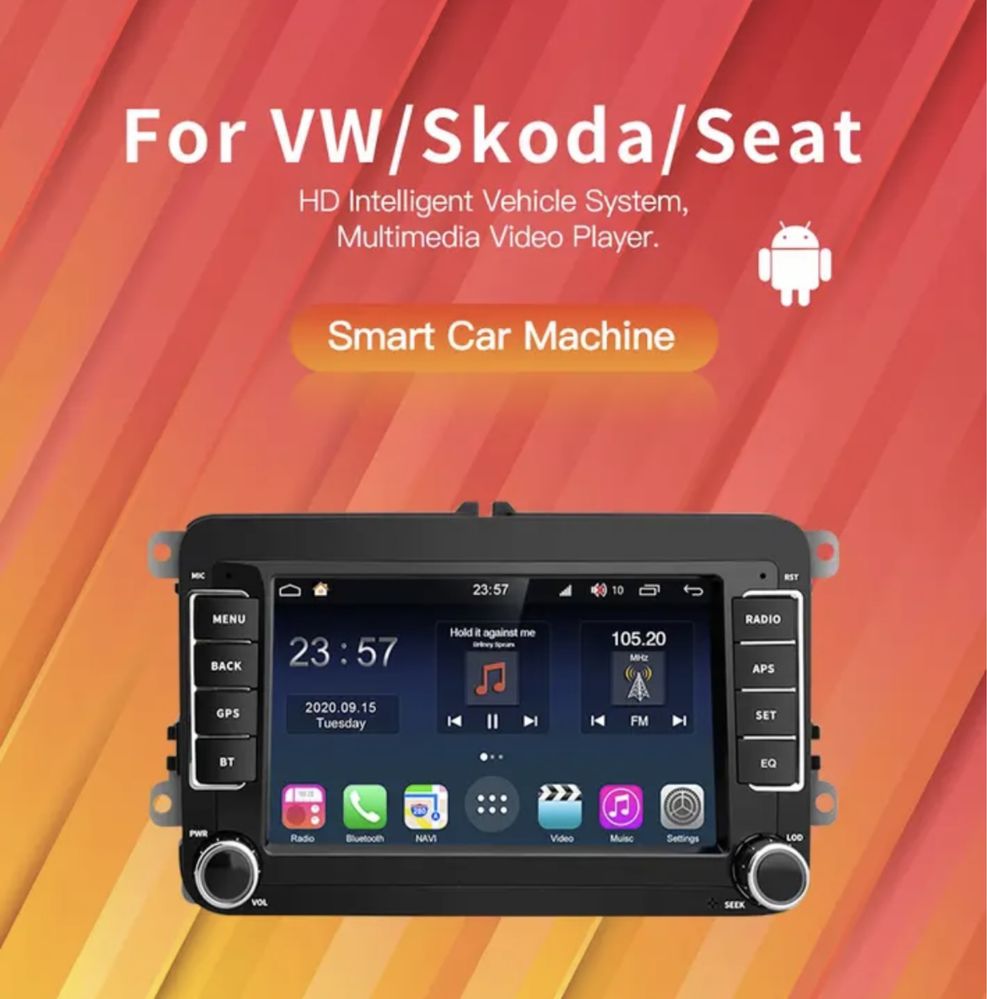 7" Автомагнітола Android для Volkswagen, Skoda, Seat.