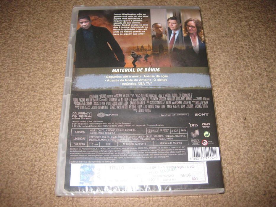 DVD "The Equalizer 2 - A Vingança" com Denzel Washington/Selado!