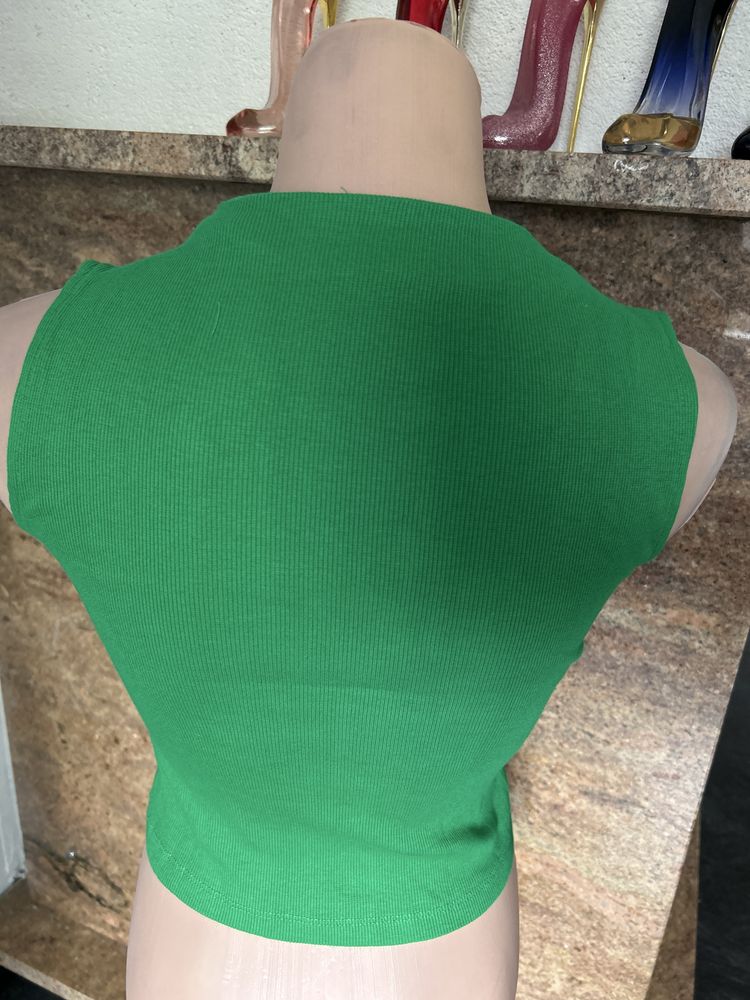 Nowy crop top zielony stylowy kobiecy bawelna