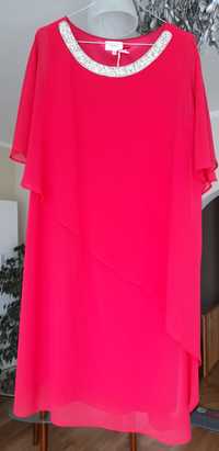 Nowa szyfonowa sukienka malinowa, różowa. Komunia, wesele.