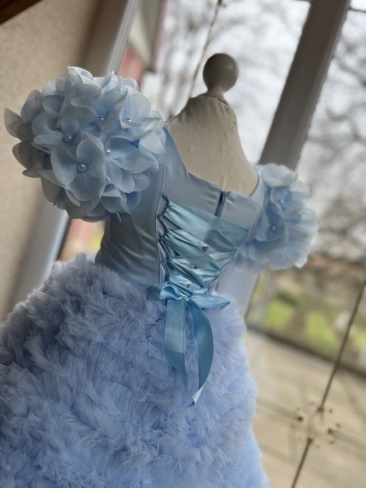 Блакитне пишне плаття 104, 110, 116, Платье на утренник праздничное