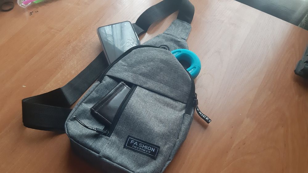 Мужская сумка через плечо, слинг через плечо Серая