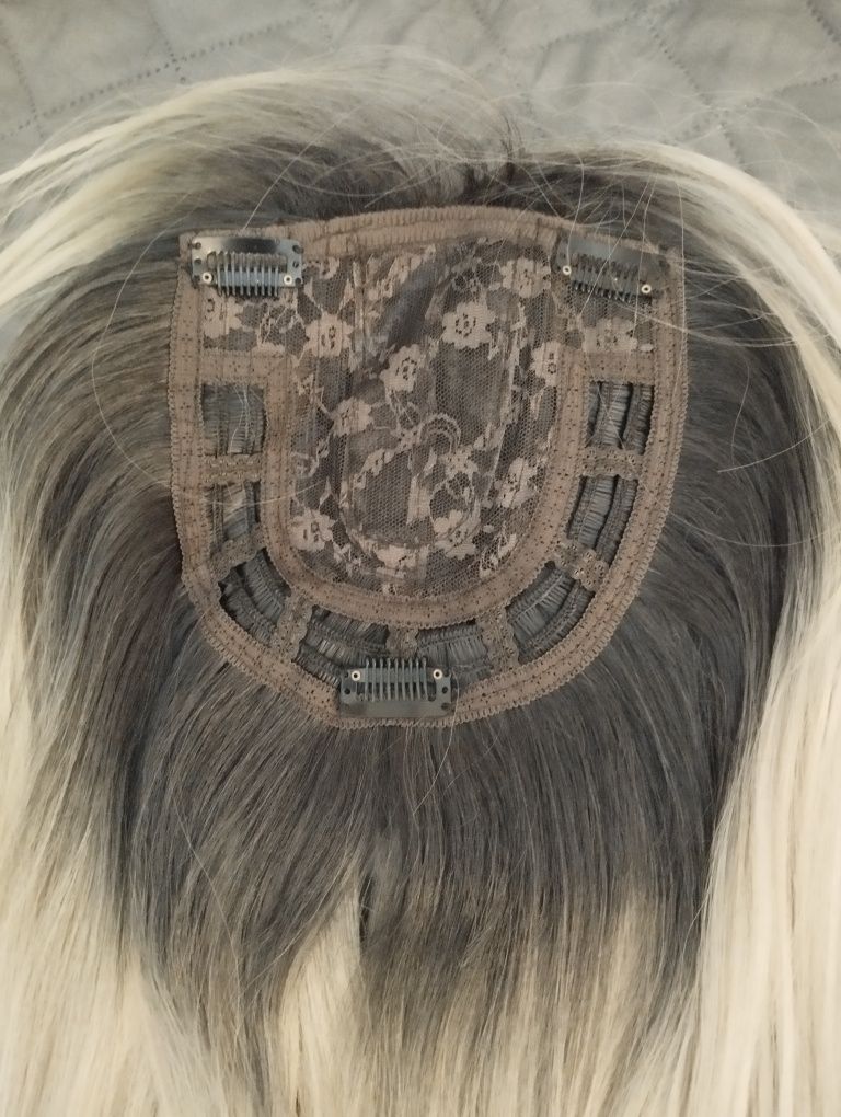 Tupet topper 3D Blond Czarny odrost Mikroskóra