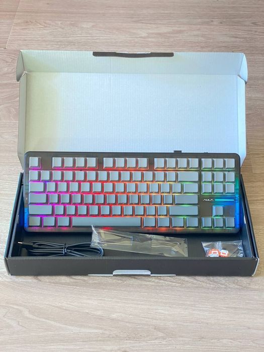 Новая 4000 mah AULA F87 Pro механическая клавиатура RGB с подсветкой