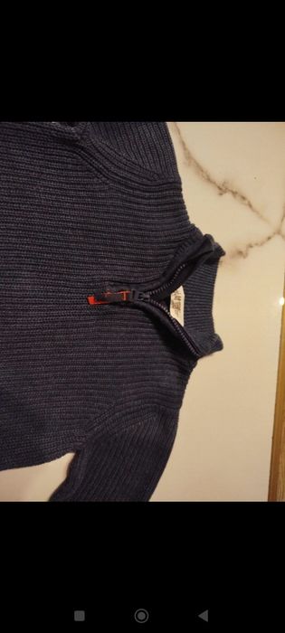 H&M sweter że stójka 92 100% bawełna granatowy