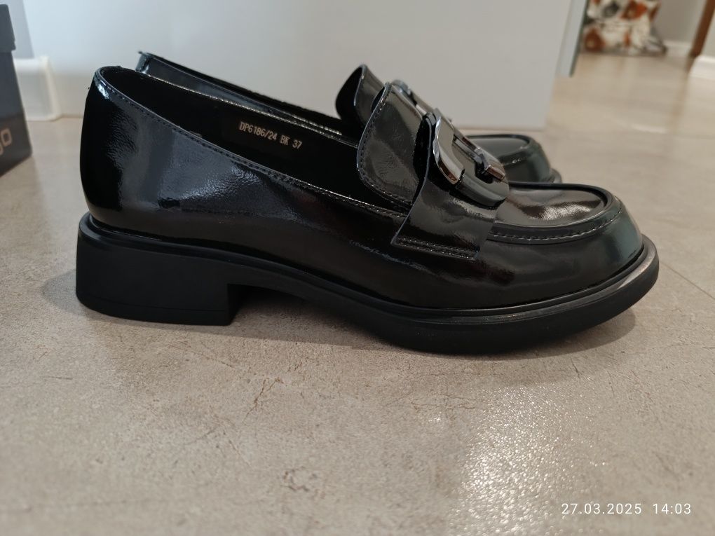 NOWE buty lordsy skórzane 37 czarne (ok.24 cm) -glebokie -filippo