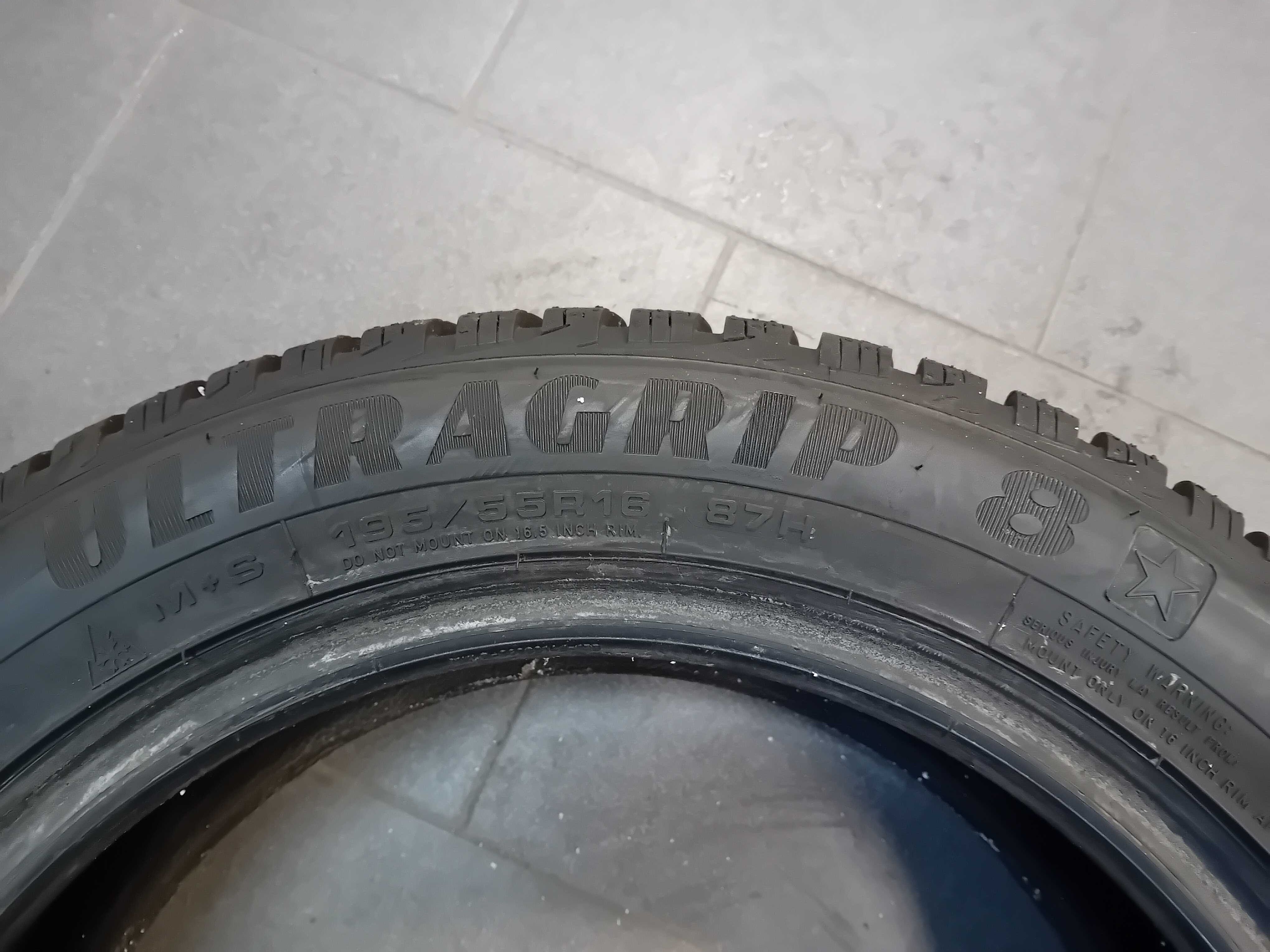 Opona 195/55/16 GOODYEAR ULTRAGRIP 8 bieżnik 8mm 19 rok F-VAT