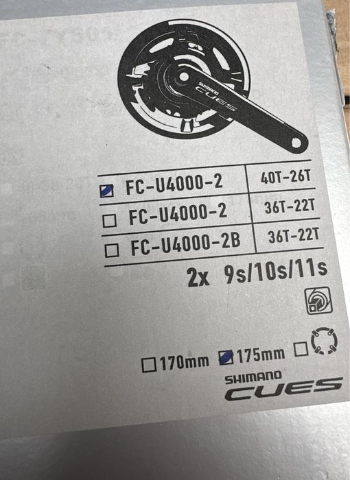 Shimano CUES FC-U4000-2 - 2x9/10/11s / 40-26T / 175mm