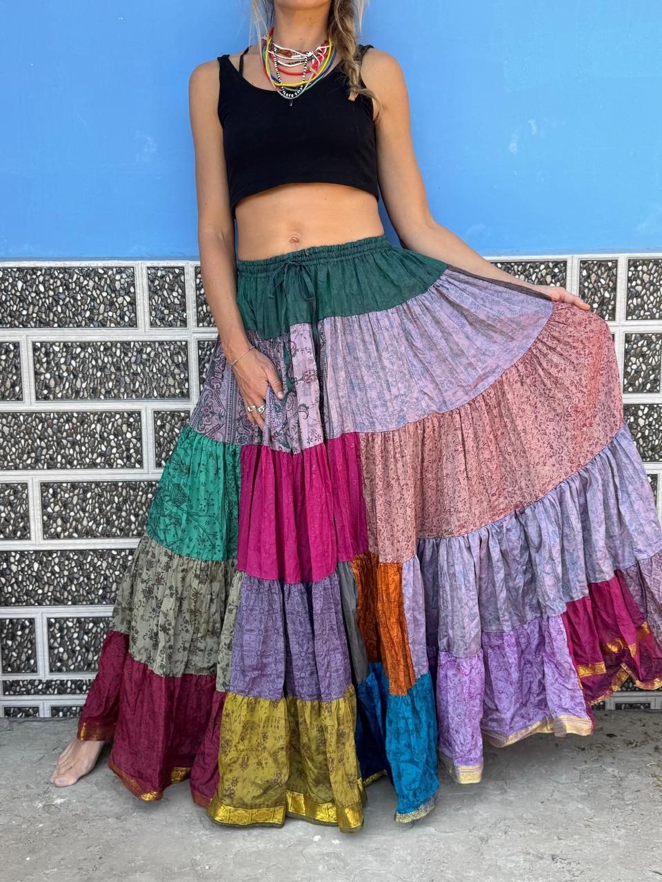 Spódnica z falbanami ATS maxi z Indii patchwork
