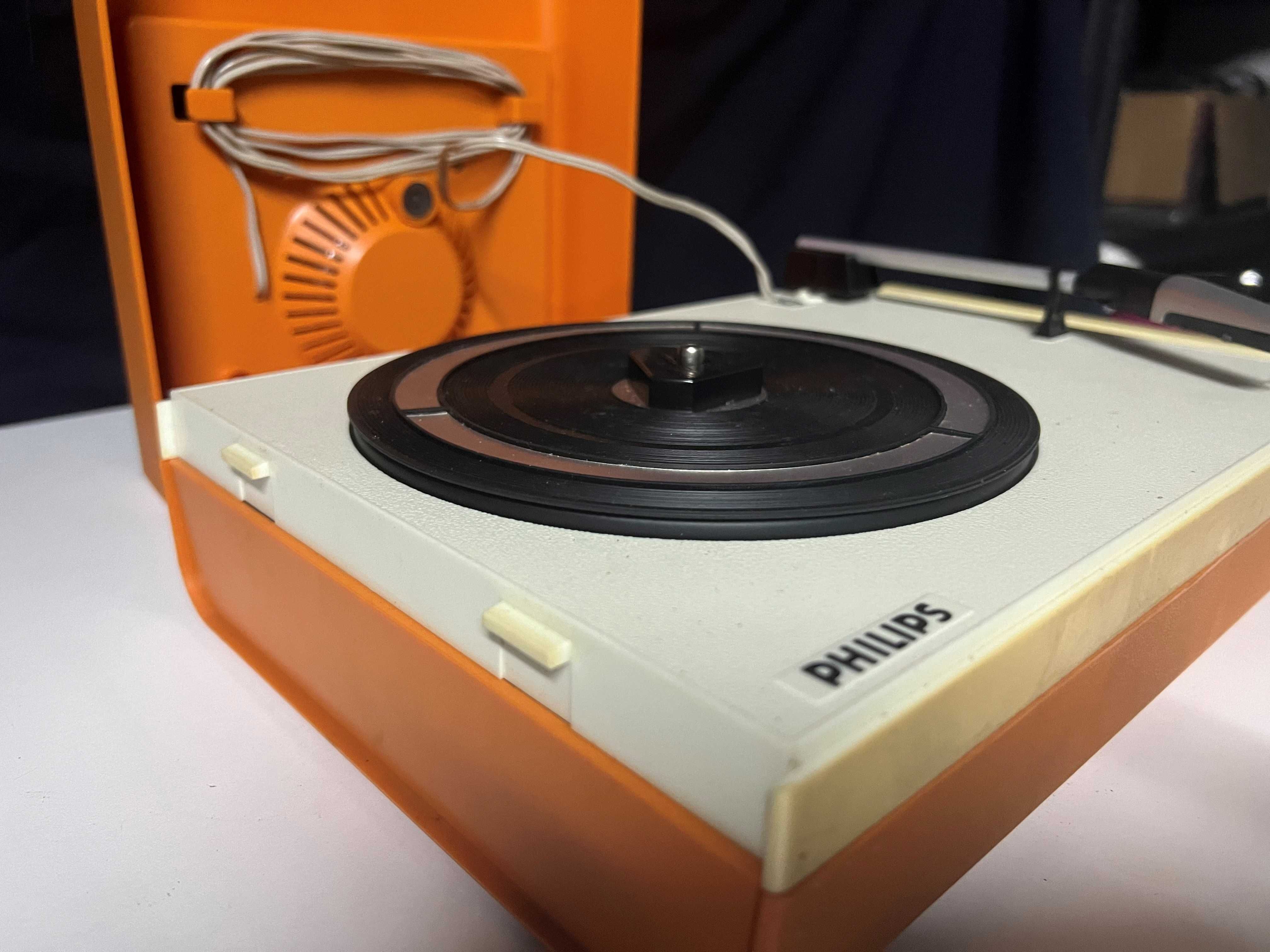 Vintage Gira Discos Portatil Philips 111 ORANGE