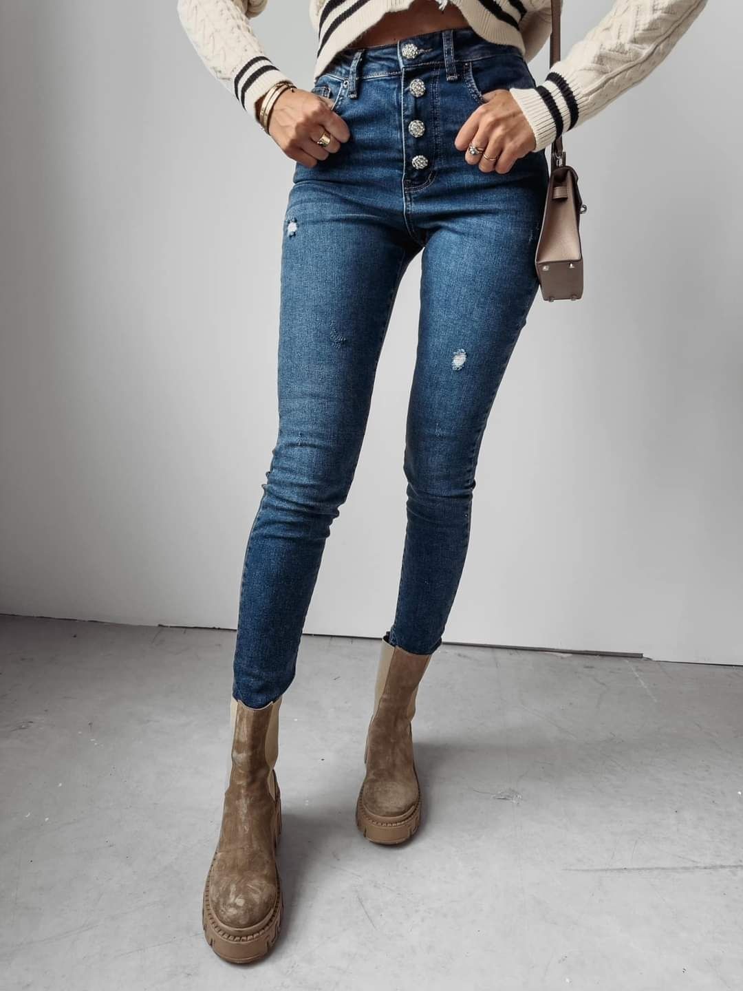 Spodnie damskie jeansowe olavoga Boise czarne niebieskie XS S M