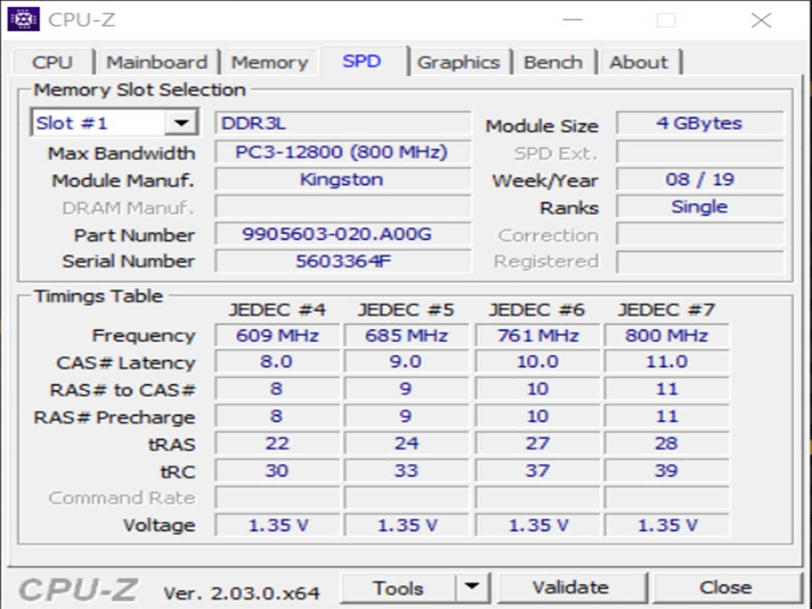 DDR3 4GB KingSton 12800 L