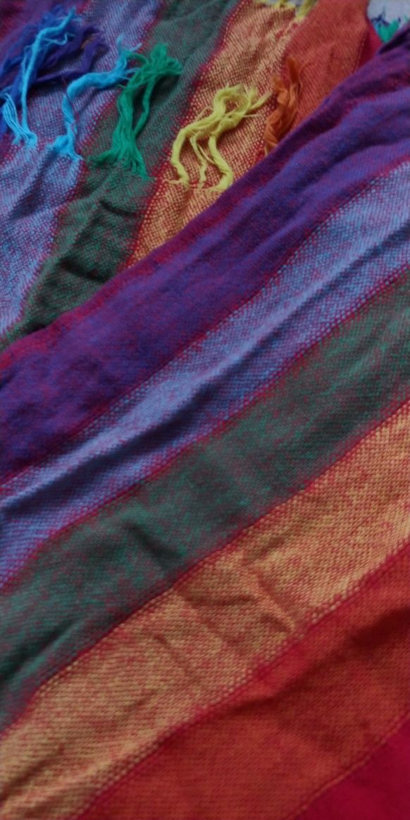 Tęczowy, kolorowy bawełniany szalik