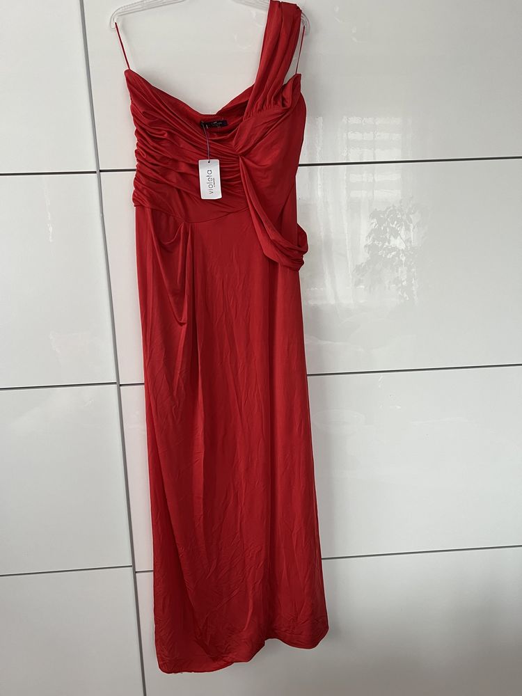 Sukienka czerwona długa elegancka nowa z metką weselna wieczorowa maxi