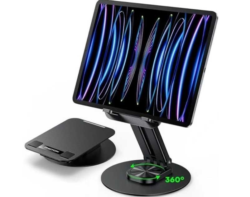 OMOTON Stojak na tablet iPad z obrotową metalową podstawą 360