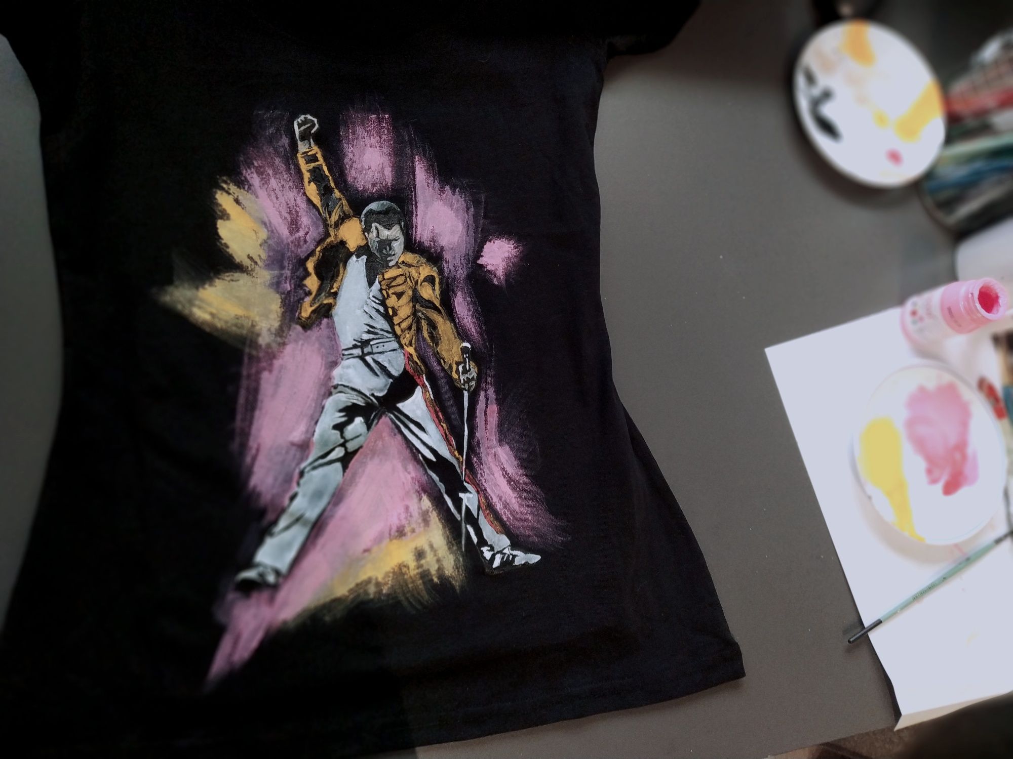 Freddie Mercury koszulka malowana farbami tekstylnymi