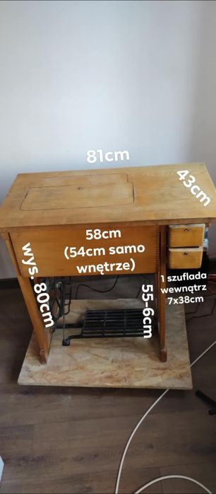 Szafka vintage pod maszynę do szycia Łucznik - oryginał PRL, 1974r.