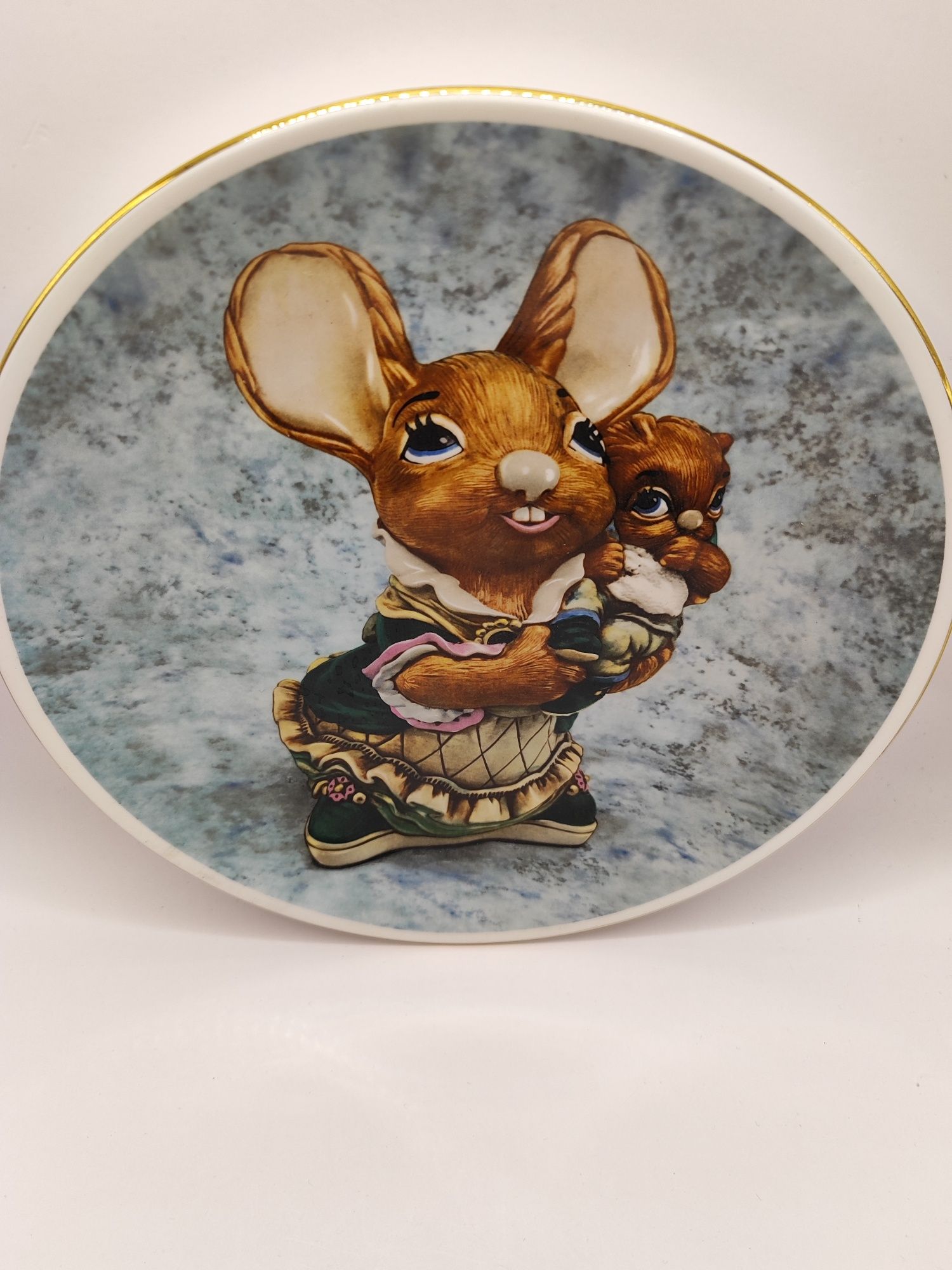 Kolekcjonerski porcelanowy talerz Pendelfin Matka i dziecko królik