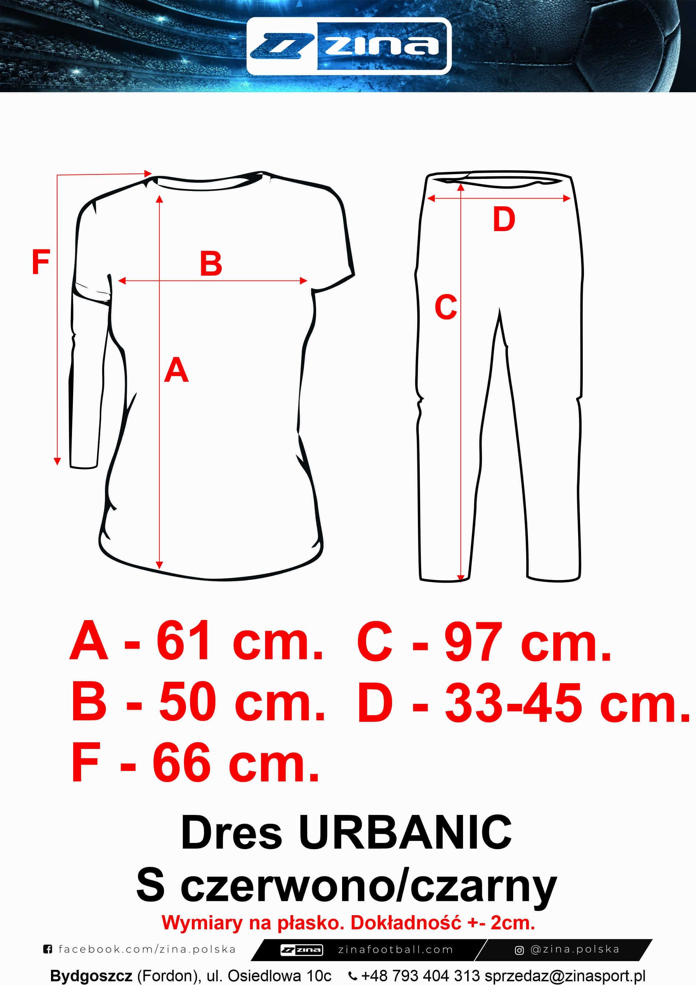 Dres ZINA URBANIC S czerwony/czarny  sportowy, piłkarski