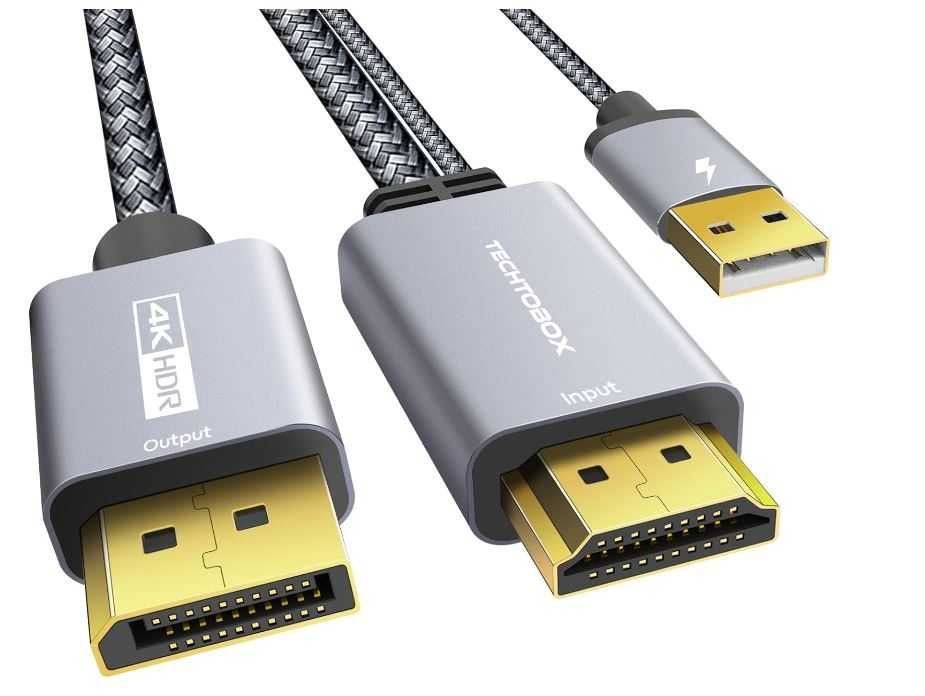 TECHTOBOX Kabel HDMI na DisplayPort 4K60Hz 2K120Hz 2m