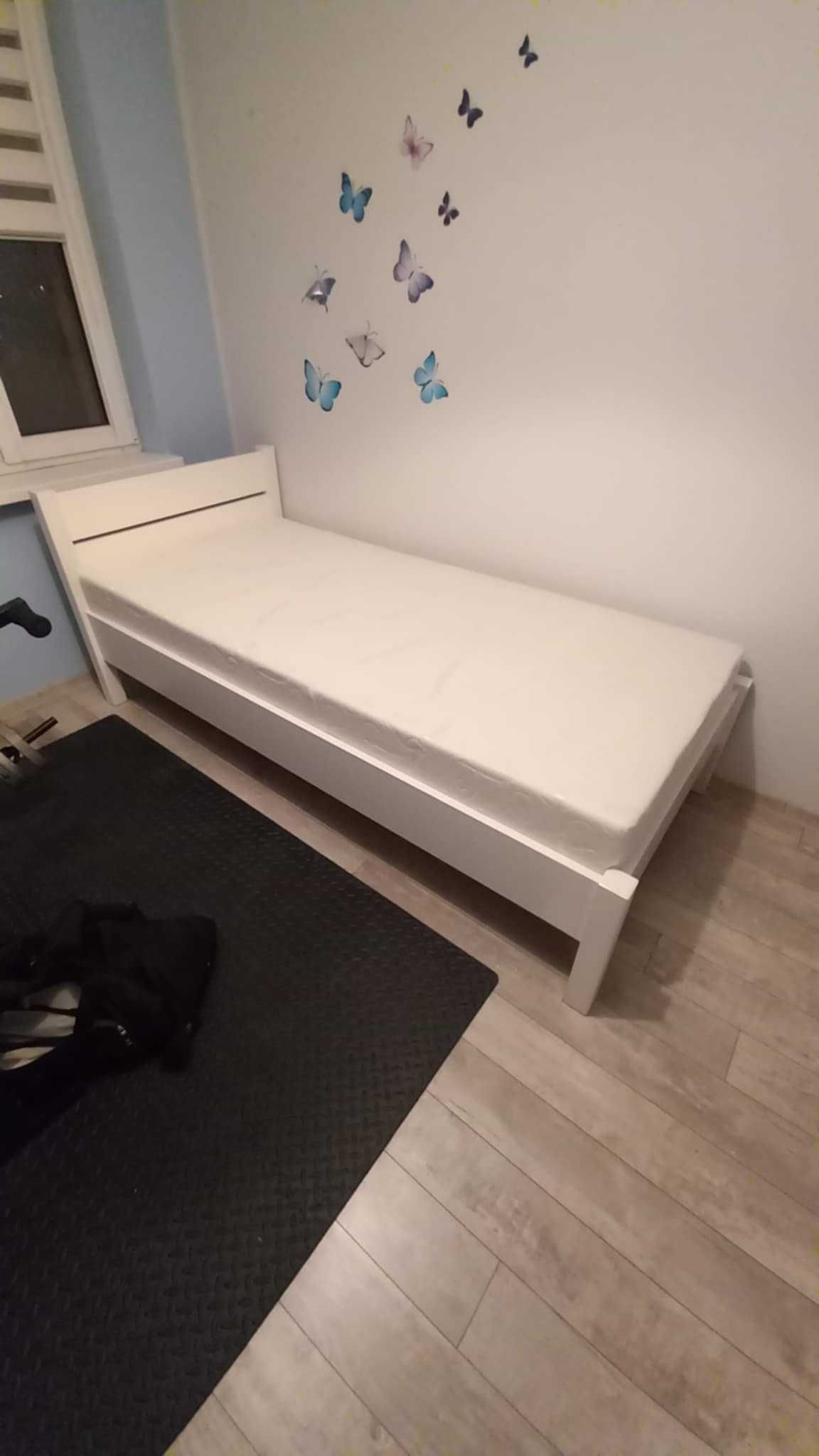 Sprzedam Łóżko 1-osobowe 90 Aga + materac bonellowy 90x200 biały