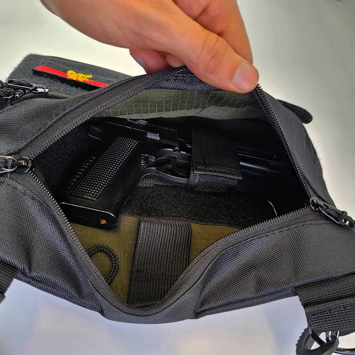 Сумка черная с кобурой, сумка мужская, сумка через плечо, барсетка