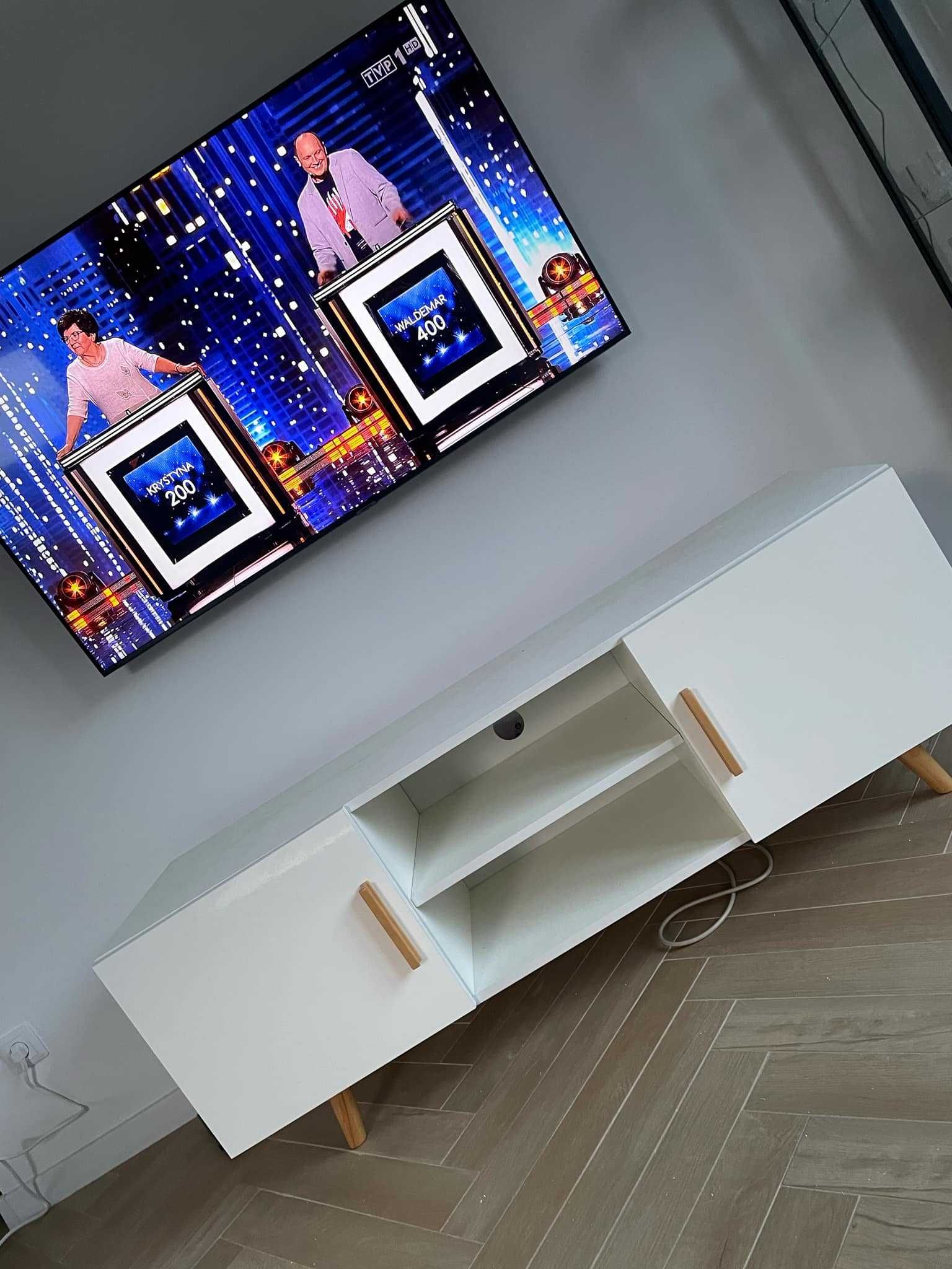 Szafka RTV biały połysk dl 160 cm styl skandynawski