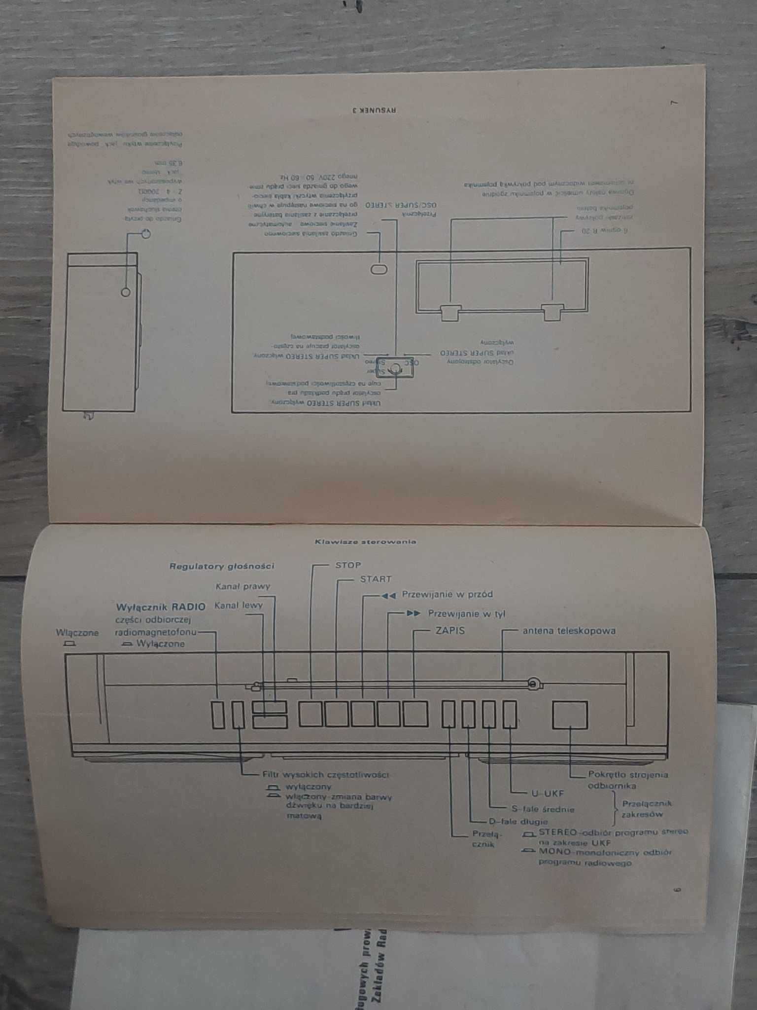 Instrukcja obsługi Radiomagnetofonu RMS 475 plus wykaz Zakł gwarancyj.