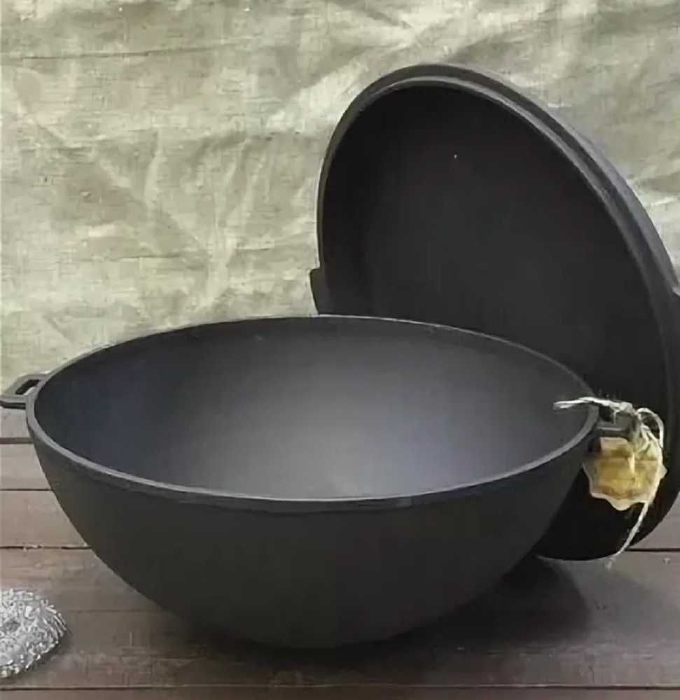 Чавунний WOK казан Майстерня узбецький з кришкою юшка плов куліш шурпа