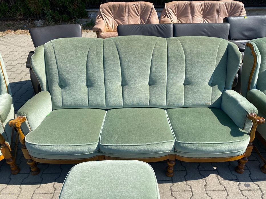 Klasyczny wypoczynek Sofa + 2x fotel + pufa DOWÓZ DO DOMU