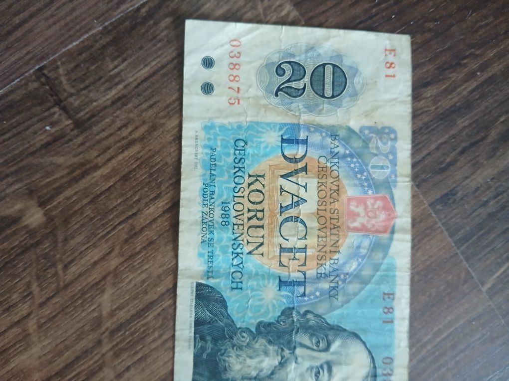 Banknot 20 koron czeskich CzechSłowacja 1988