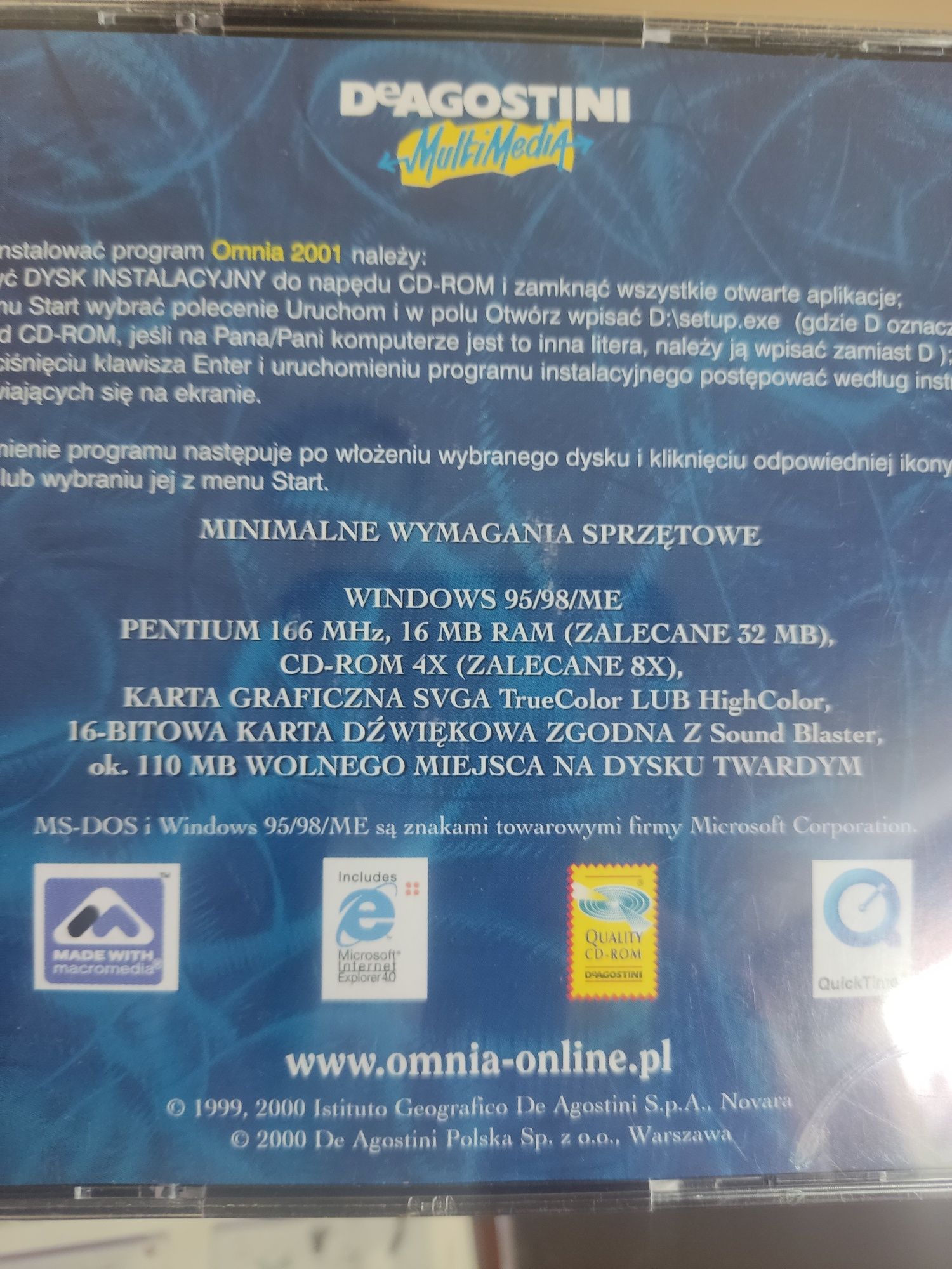 Zestaw na PC Encyklopedia Omnia 2001, ptaków, wszechświata, zabytków