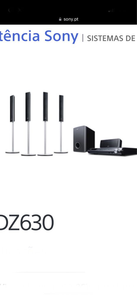 Sistema de som- dvd home theater system sony dav-dz630