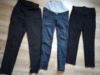 3x spodnie ciążowe , eleganckie czarne oraz jeans,  TANIO