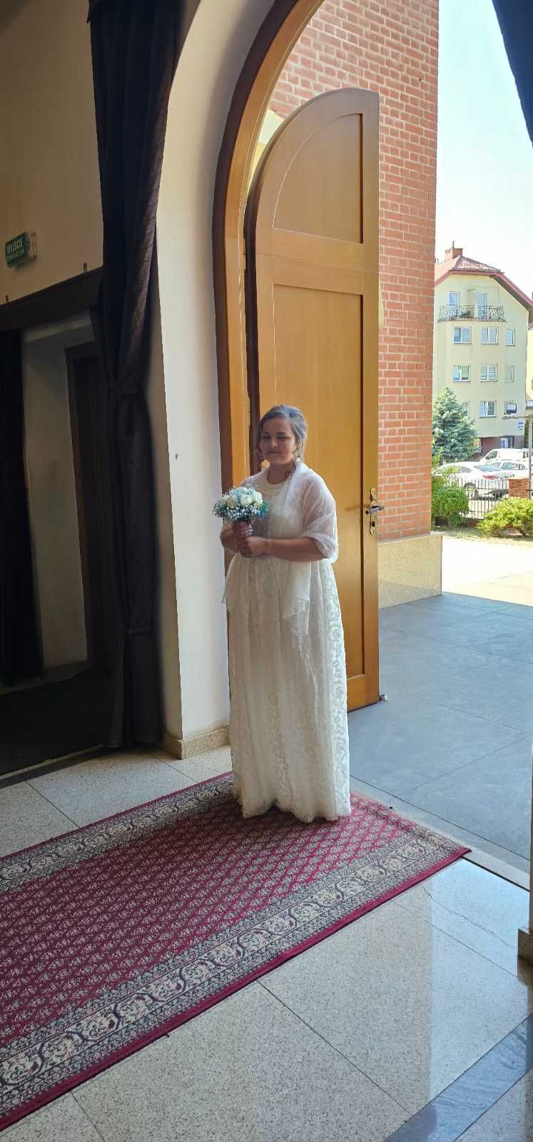 PILNE !! Suknia ślubna koronka rozmiar 44-46 firmy asos suwak STAN BDB