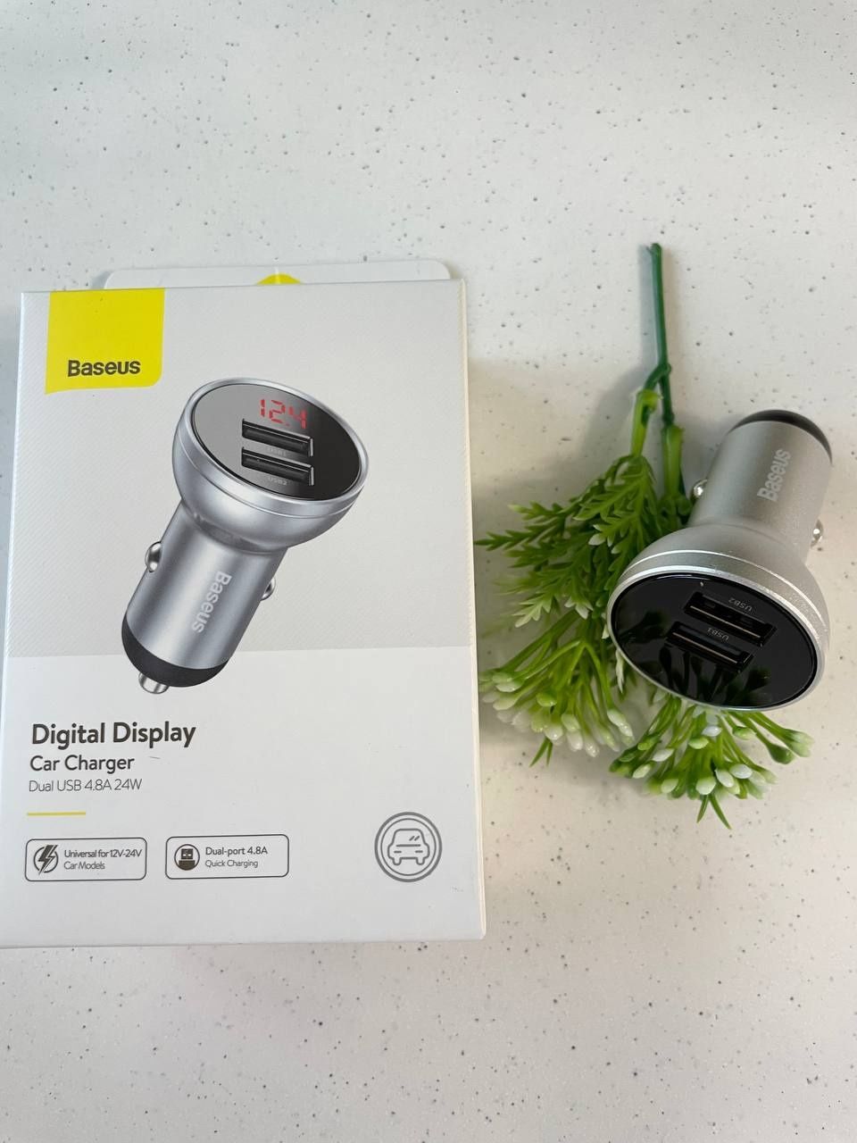 Хит продаж! АЗП 24W Baseus Display Dual USB 4.8A Car Charger CCBX-0G
