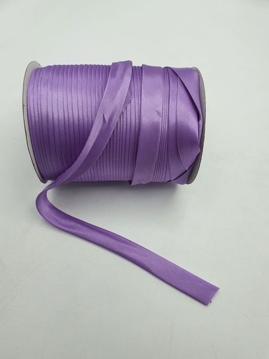 Lamówka zaprasowana atłas kupon 10 m.x 15 mm.wrzos