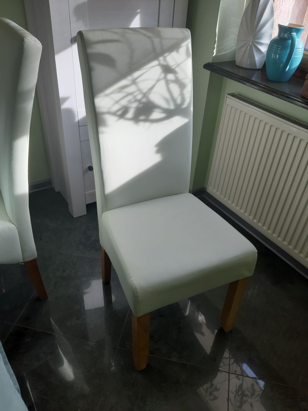 Krzesło krzesła białe 2 sztuki Eko skóra agata meble Home wysokie