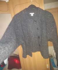 H&M- okazja, wełniany sweter na kapsle, szerokie rękawy, over, ciepł