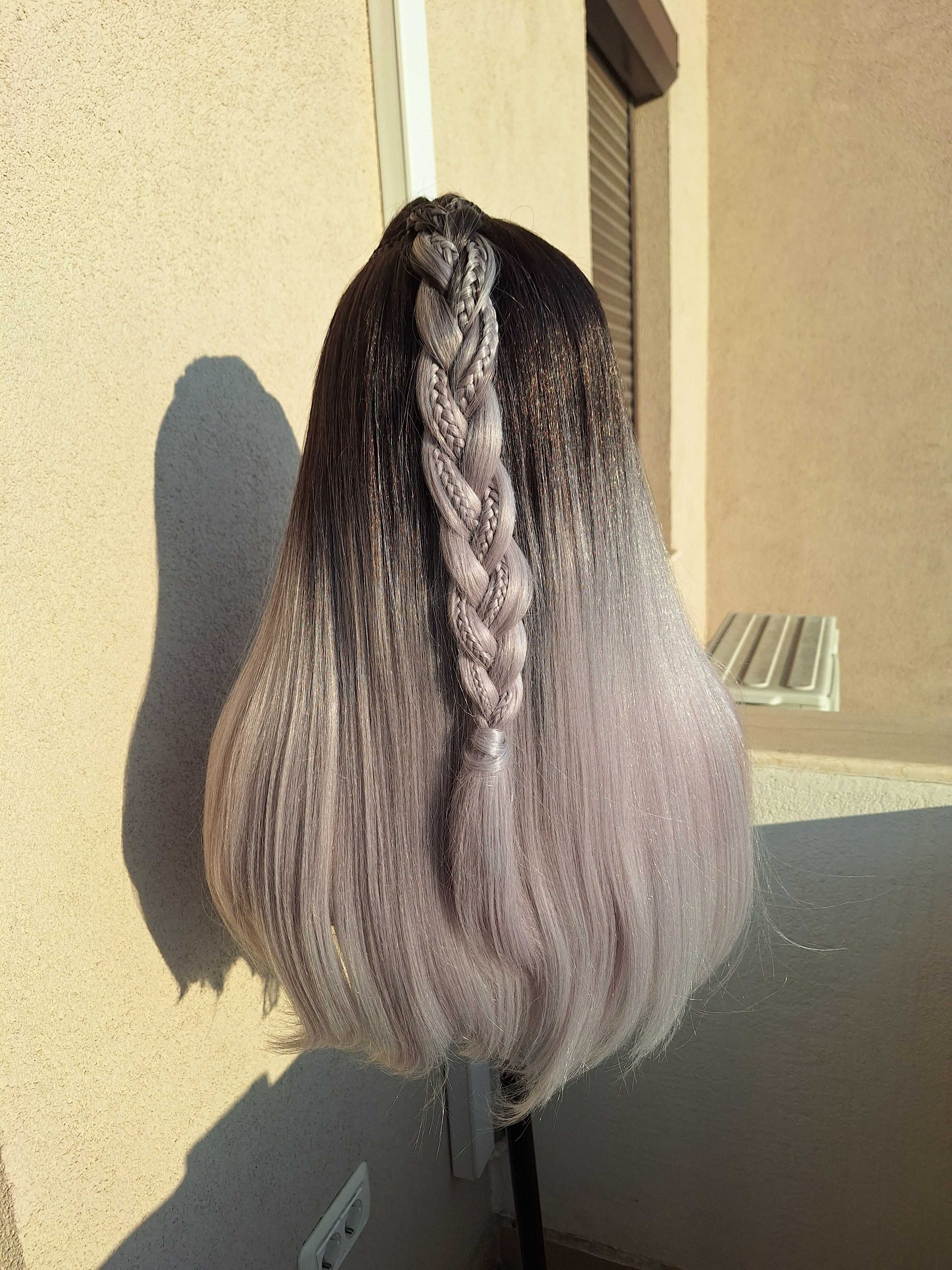 Peruka prosta z koronką z przodu, blond ombre z warkoczem 71350