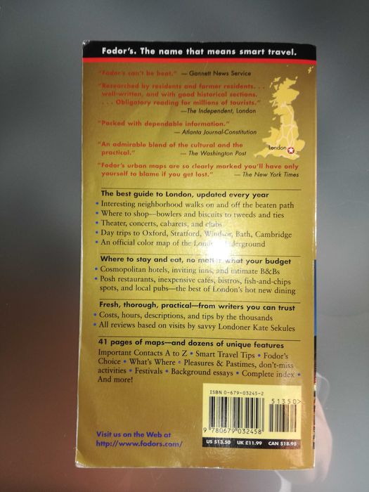 Guia turístico de Londres Fodor's 97 em inglês.